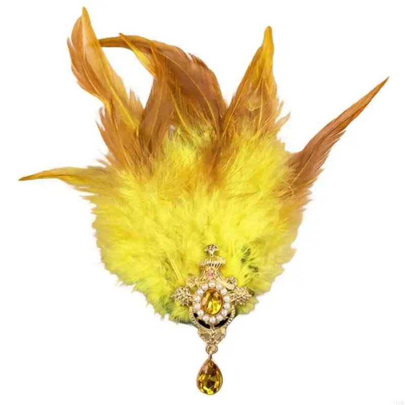 Bohemian Barrette with Ornate Focal Setting, Crystal Embellishments, and Teardrop-Shaped Accent for Hair Styling Y08E