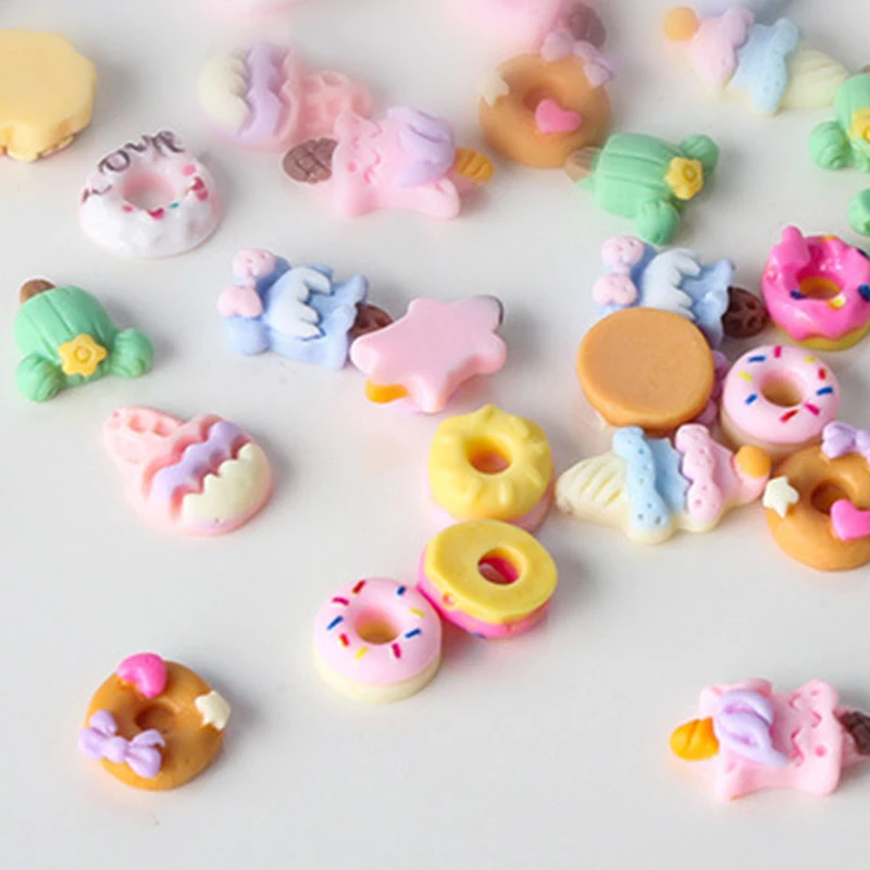 30Pcs/Set 3D Summer Cartoon Donut Ice Cream Nail Jewelry Charms Decoration DIY Crafts Woman Manicure Art Accessories Gift Resin