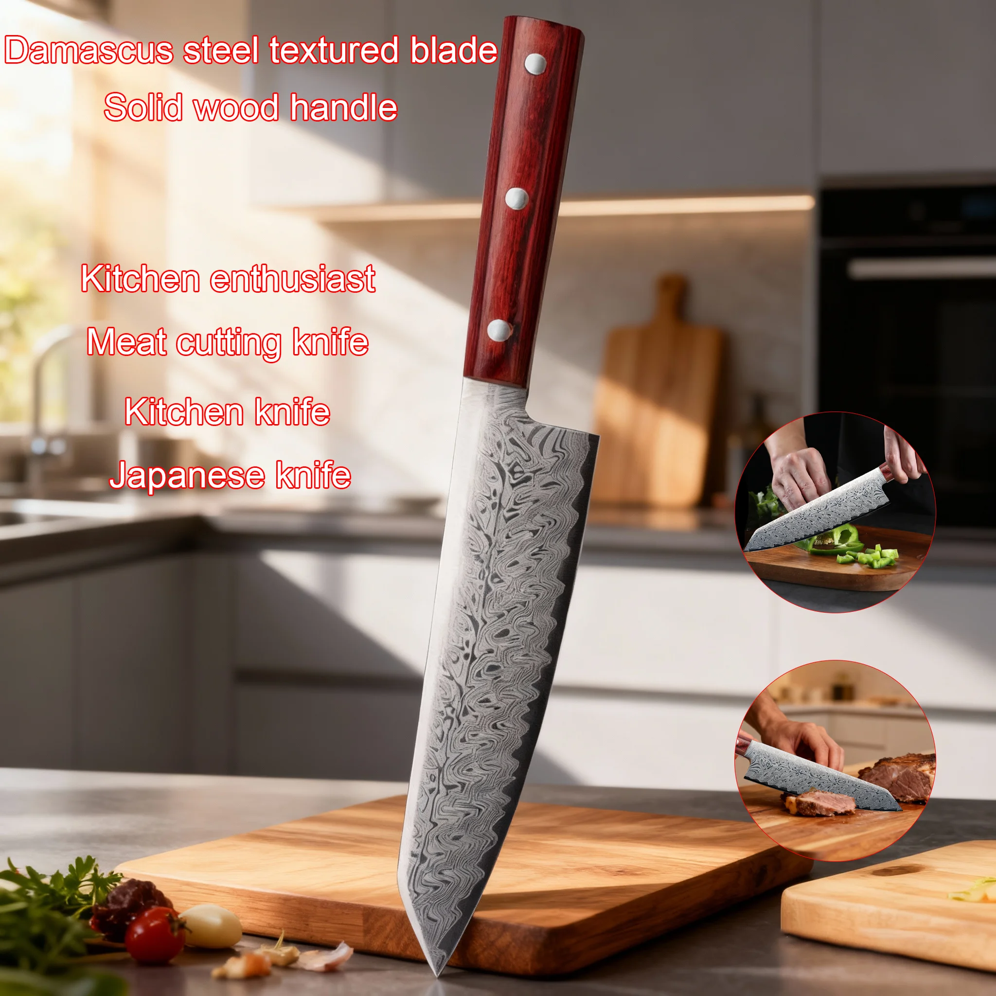 

Professional kitchen knives, Damascus steel, high-hardness Japanese forged chef knives, stainless steel Sandek kitchen knives