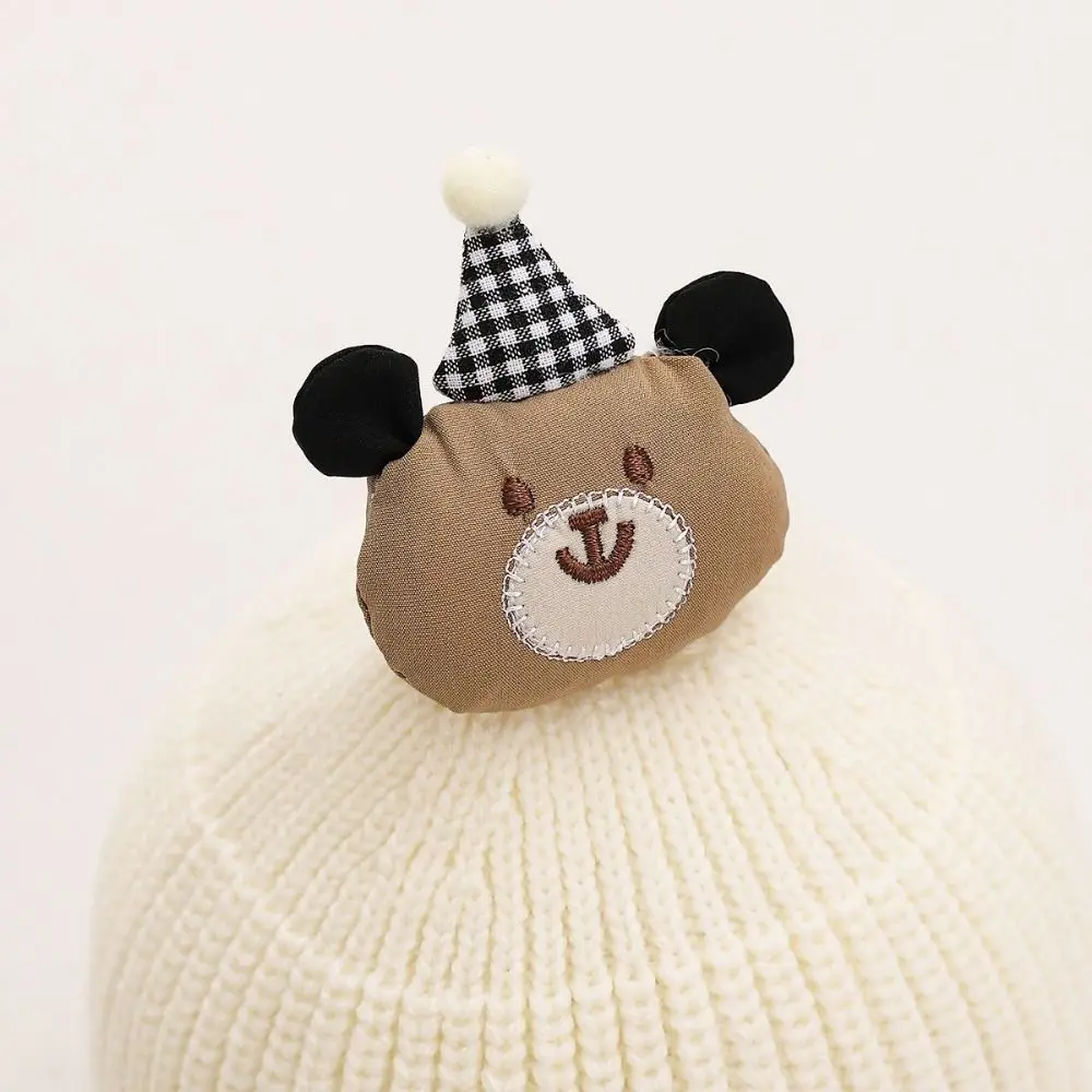 

Cartoon Bear Winter Baby Crochet Hat Cold-Resistant 3-18 Months Toddler's Knitted Hat Solid Color Breathable