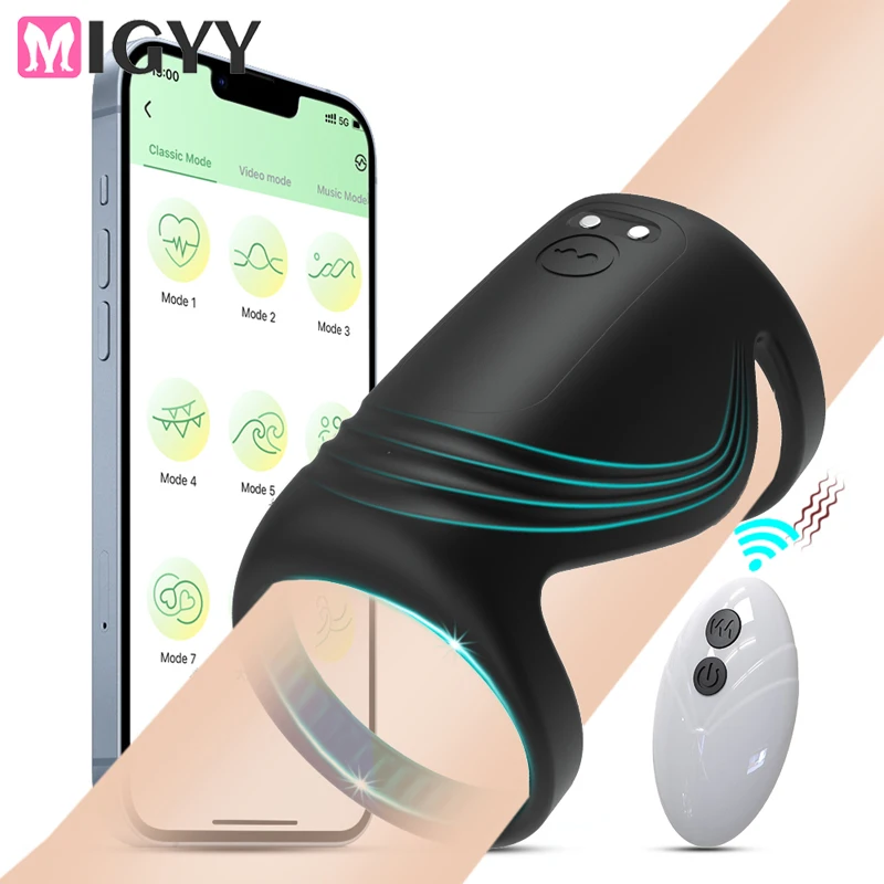 Bluetooth Penis Vibrator for Men Masturbator Sex Machine Penis Delay Trainer Cock Ring Glans Massager Male Sex Toys for Adult