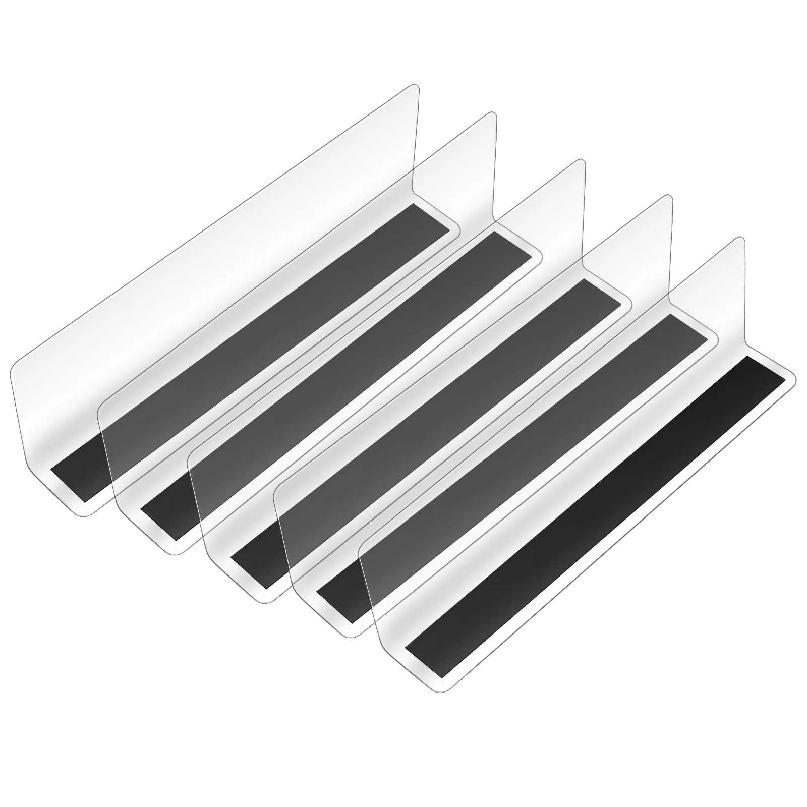 5 PCS Plastic PVC Magnet Strip Side Board L Shaped Heavy Duty Commodity Rack Separator Clear Shelves Clapboard Dividers Home