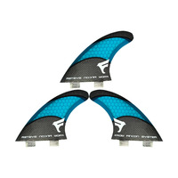 Carbon Fiber Surfboard Rear Fins | Blue Honeycomb Pattern | Professiona