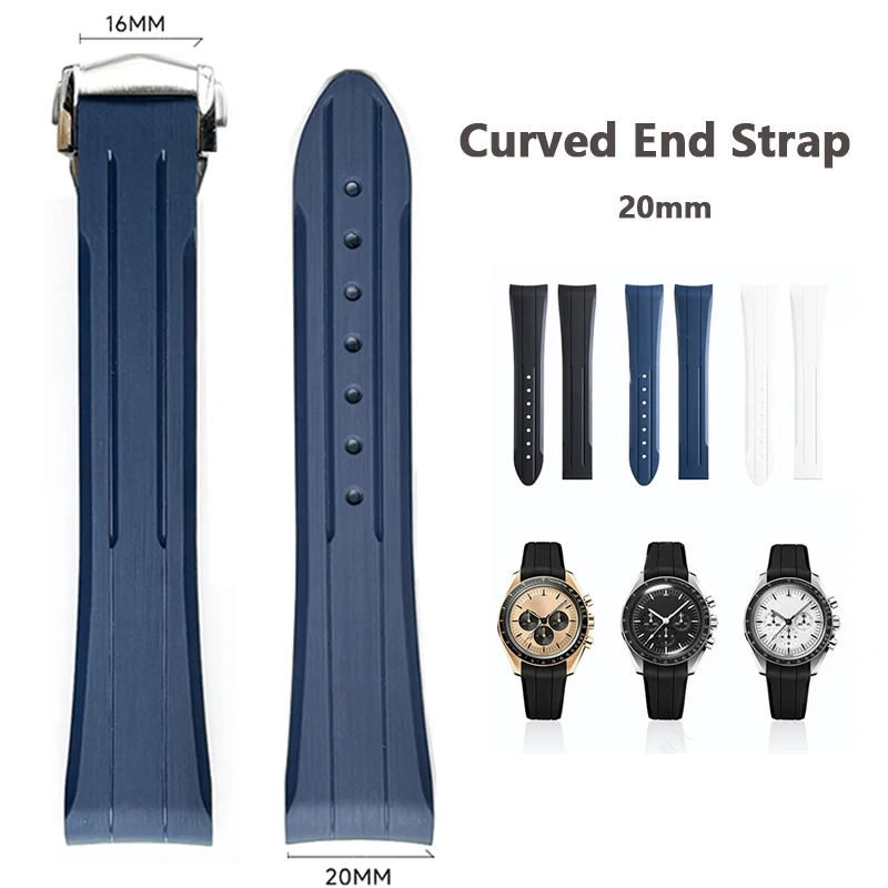

Ремешок для Omega X Swatch Joint MoonSwatch для Speedmaster Moon Watch Band 20 мм с изогнутым концом, силиконовый браслет для дайвинга
