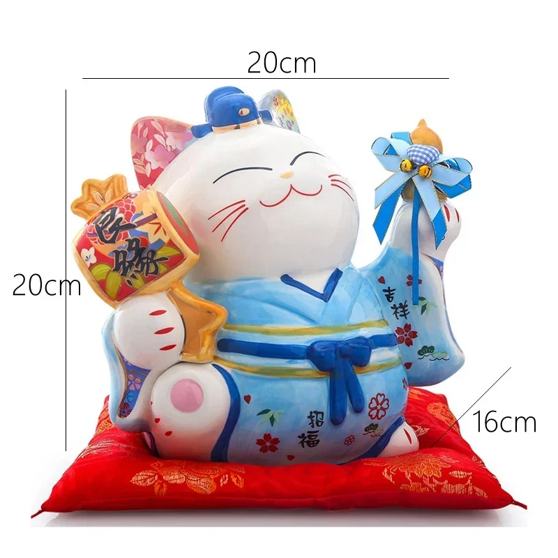 

8 inch Ceramic Ornament Lucky Cat Money Box Japanese Couple Fortune Cat Feng Shui Wedding Gift Centerpiece