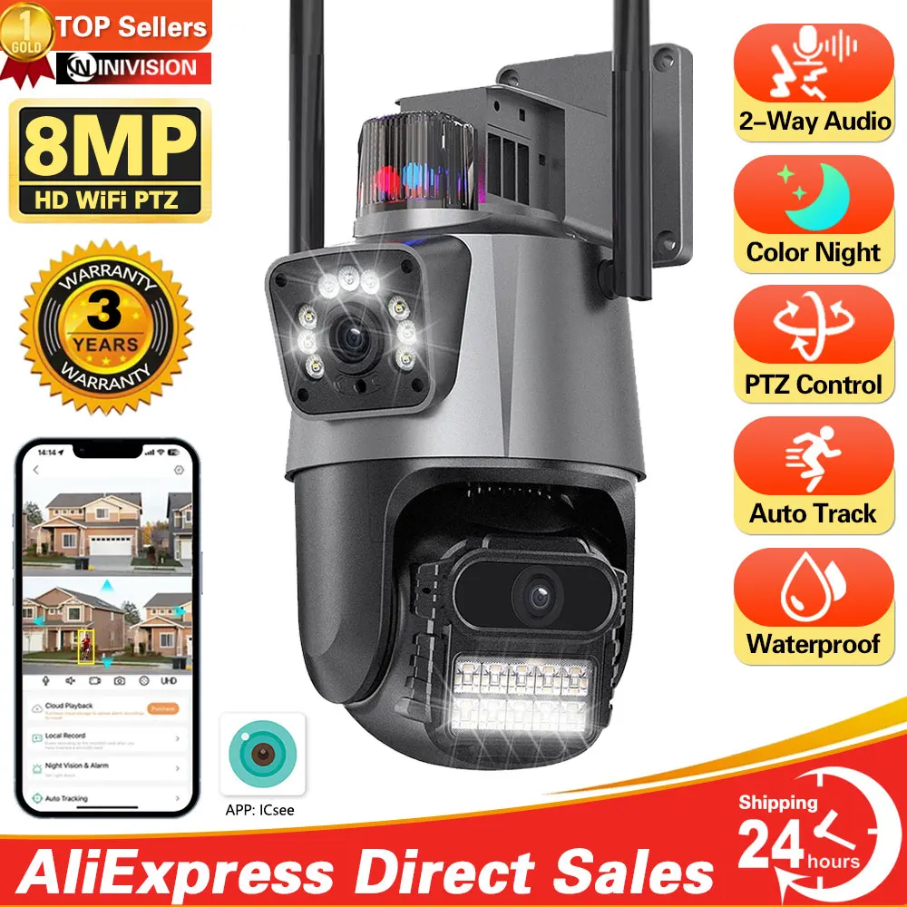 

8MP PTZ WiFi Camera Dual Lens Auto Tracking Ai Human Detection CCTV Video Outdoor Surveillance Camera Security IP Cameras ICSee