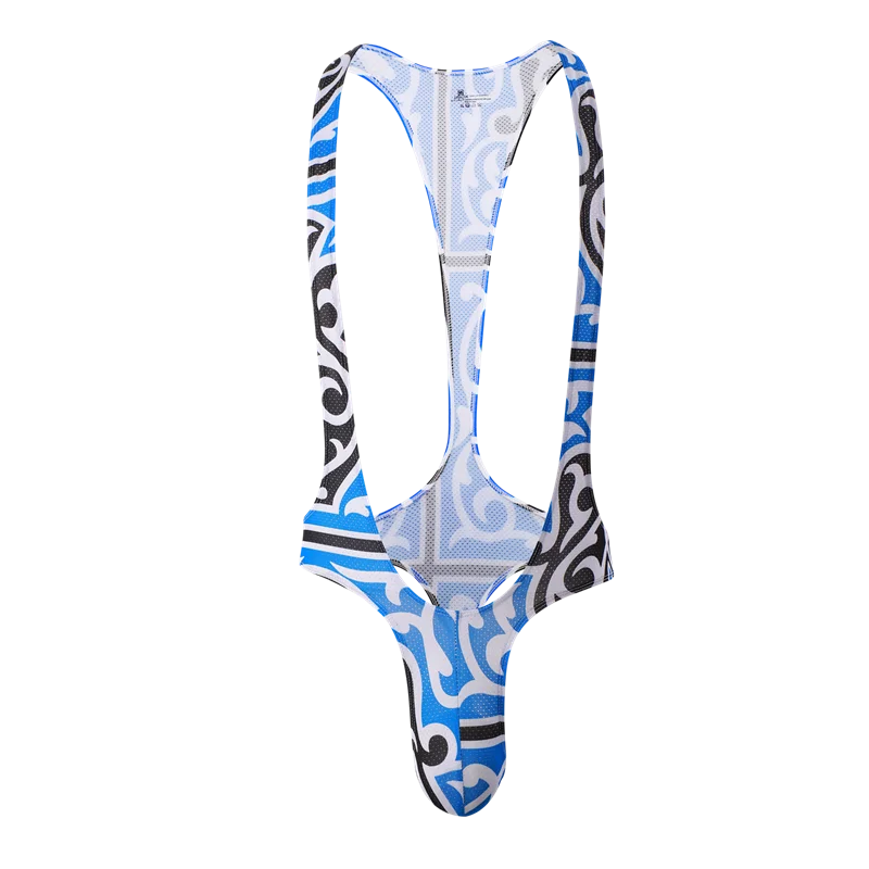 Men Undershirts Printed D-Deep V Fun Fitness Jumpsuit Breathable Sexy Bodysuit Undershirt Home Wear Leotard Underwear