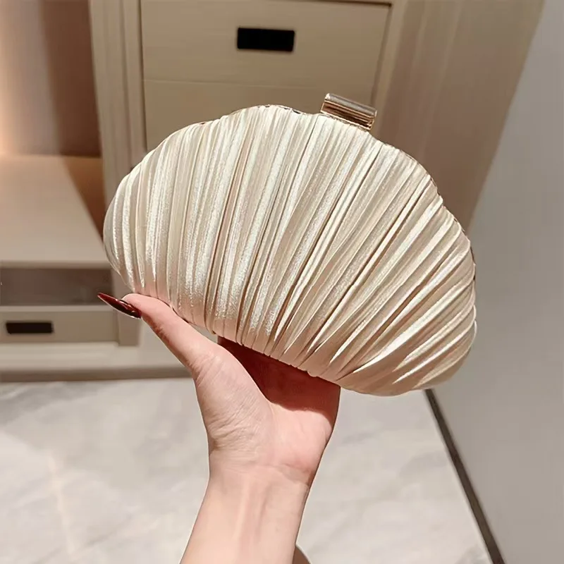 الذهب مشرق الحرير مساء حقائب النساء أنيقة مأدبة مخلب سلسلة حقائب كتف محفظة فاخرة الإناث موضة حقيبة حفلات الزفاف Ins #2