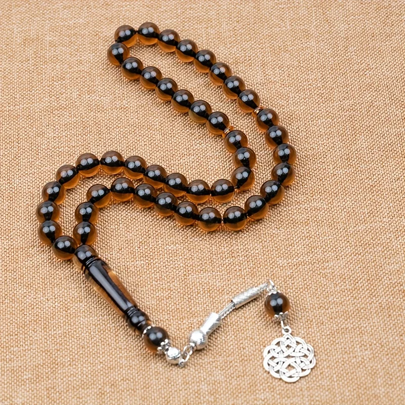 1pc New Handmade Tasbih Prayer Beads 45Pcs 10mm Mixed Color Acrylic Muslim Hand Bracelet Islamic Daily Worship Rosary Religious