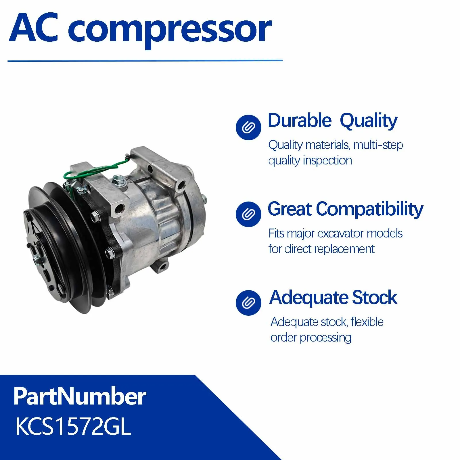 24V AC Compressor KHR3197 For CASE CX130  CX1601 CX1801CX2101CX2301 CX2401 CX2501 CX2601CX290  CX330