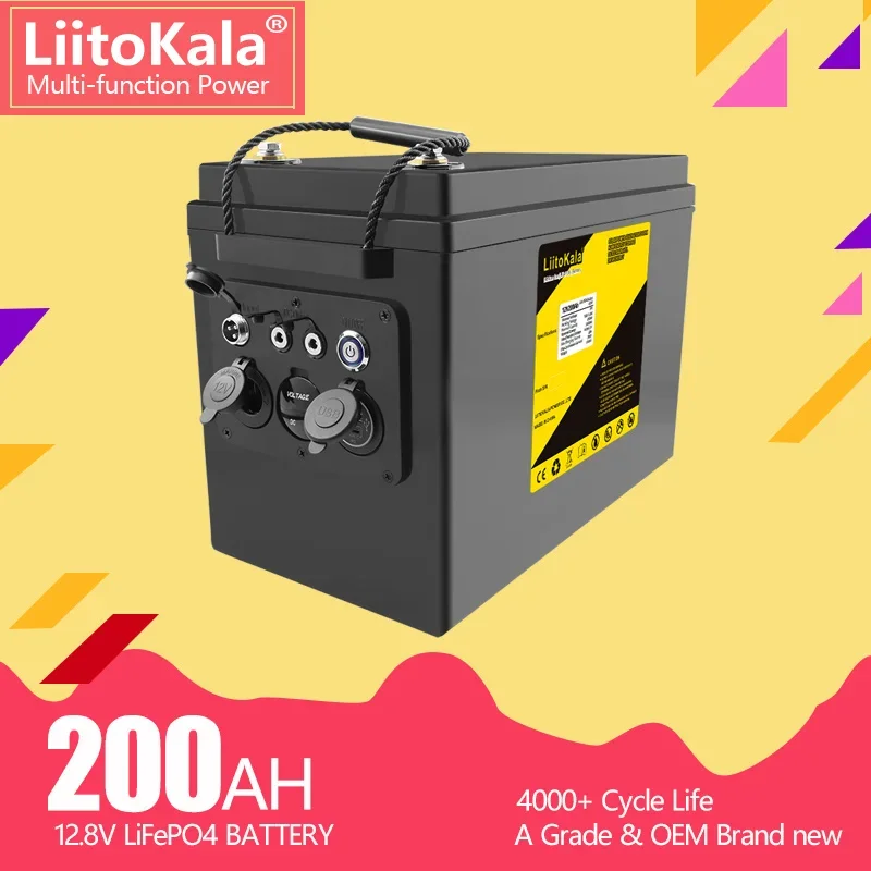 LiitoKala 12V 300Ah 200Ah LiFePO4-Batterie 100Ah 120Ah 150Ah Wasserdichter Golfwagen-Batterie für Wohnmobile Off-Road Off-Grid Solarenergie