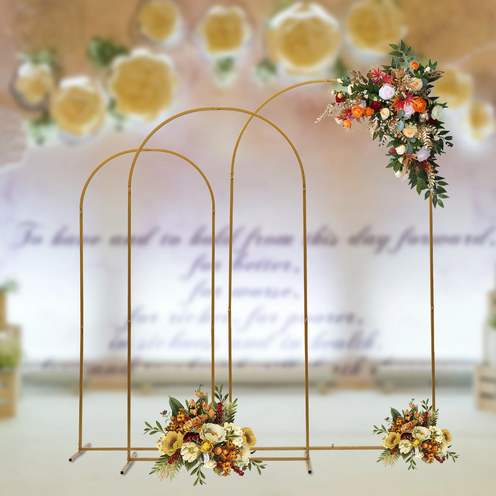 

Wedding Arch Backdrop Stand Set of 3 Metal Balloon Arch Stand Wedding Arch Frame Floral Background Decoration for Parties