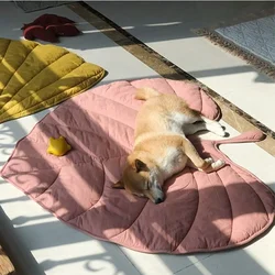 Summer Dog Mat Cat Carpet Breathable Sofa Pet Mat Creative Machine Washable Leaf Image Dog Sleeping Mat Dog Sofa Pet Supplies