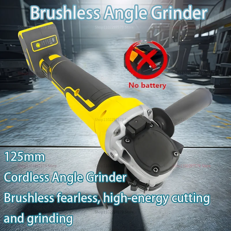 Wireless Brushless Angle Grinder 125mm Metal Polishing Cutting Tool Drill Hole for Dewalt Battery pin Powered Power Tool