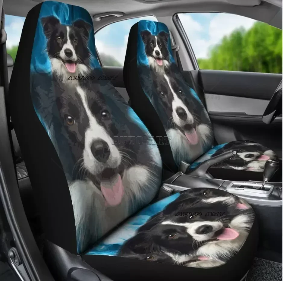 Border Collie Dog Print Car Seat Covers 2 Car interior accessories printed pattern fits most car seat covers