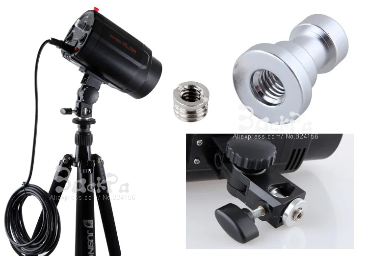 5In1 Tripod Head Monopod Flash Light Stand Adapter Metal Screw 1/4 3/8 Male Female Photographic Studio Accessories