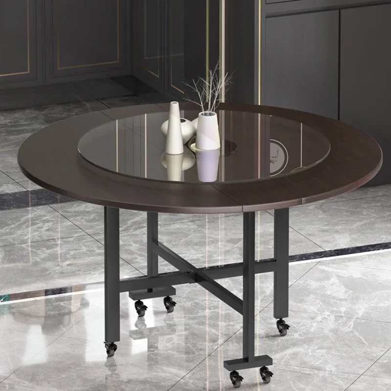 Round Table Wash Ceramic Dining Extendable Mid-century Sliding Craft Modern Kitchen Plastic Folding Dinning Tables Sets Luxury image 4