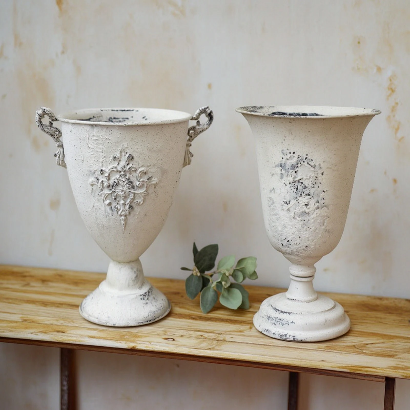 Pedestal Urn Planter Antique-Style Urn Planter Distressed Vintage-Inspired for Entryway, Patio