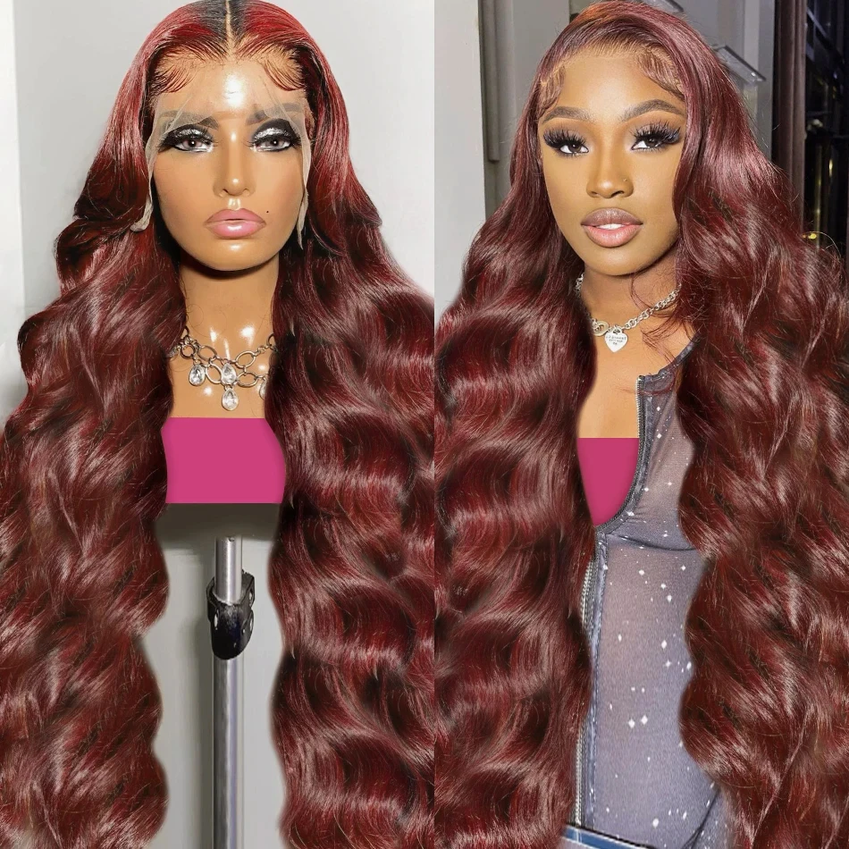 30 34 Inch Reddish Brown Body Wave HD 13x6 Lace Front Human Hair Wigs Brazilian 250% Colored 13x4 Lace Frontal Wig For Women