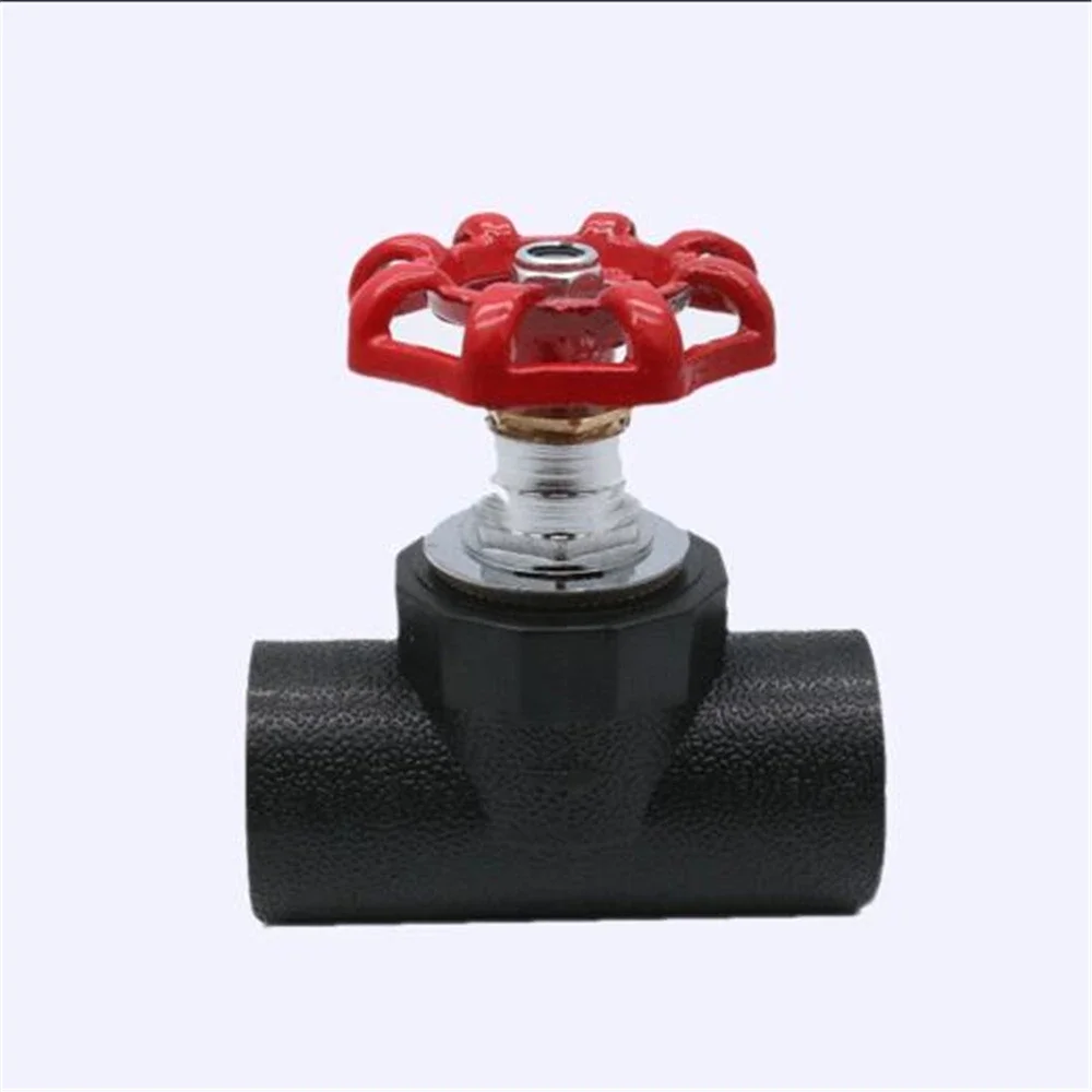 Interruttore valvola a sfera a globo PE 20-110 Tipo presa Connettore valvola a globo hot melt Raccordi per tubi dell'acqua di rubinetto in PE nero