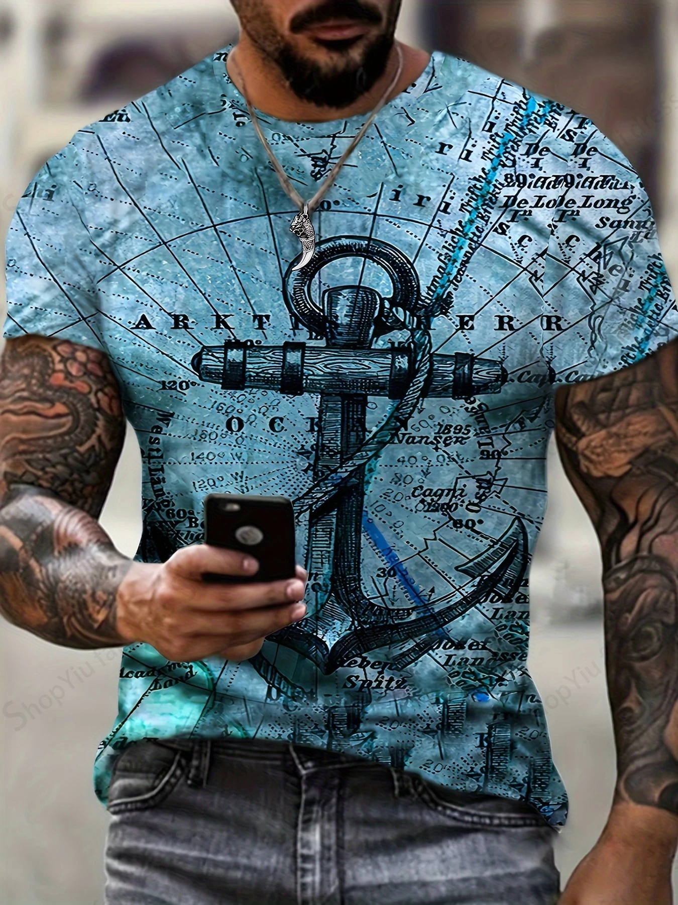 Kaus pria 3d pola kompas Vintage, kaus cetak 3d, atasan Hip Hop, baju luar ruangan pria dan wanita