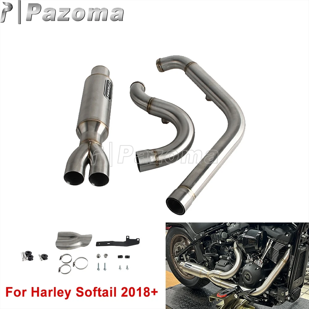 كاتم صوت كامل لنظام عادم الدراجة النارية مقاس 1.75 بوصة - 2 بوصة كاتم صوت كامل لدراجة Harley Softail Low Rider S ST Standard Fat Bob Slim Deluxe