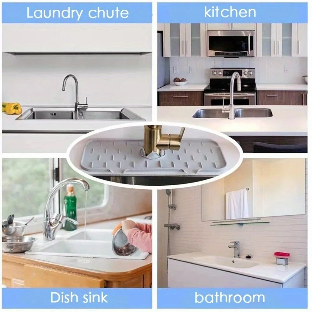 

New Foldable Faucet Drain Pad Splash-proof Kitchen Accessories Faucet Mat Silicone Countertop Protector