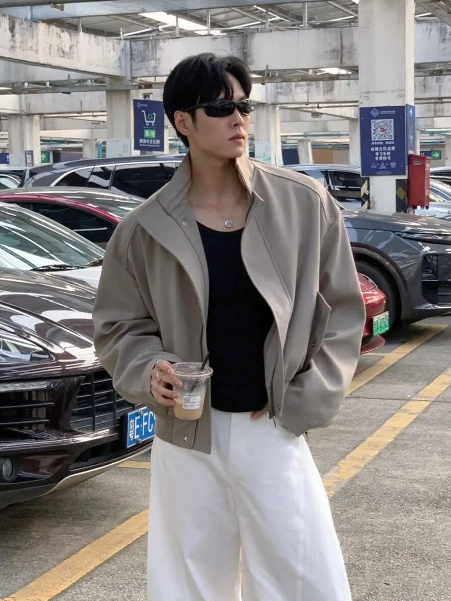 

Модная американская уличная цветная куртка с воротником-стойкой, мужская осенняя свободная универсальная рабочая одежда, бейсбольное пальто