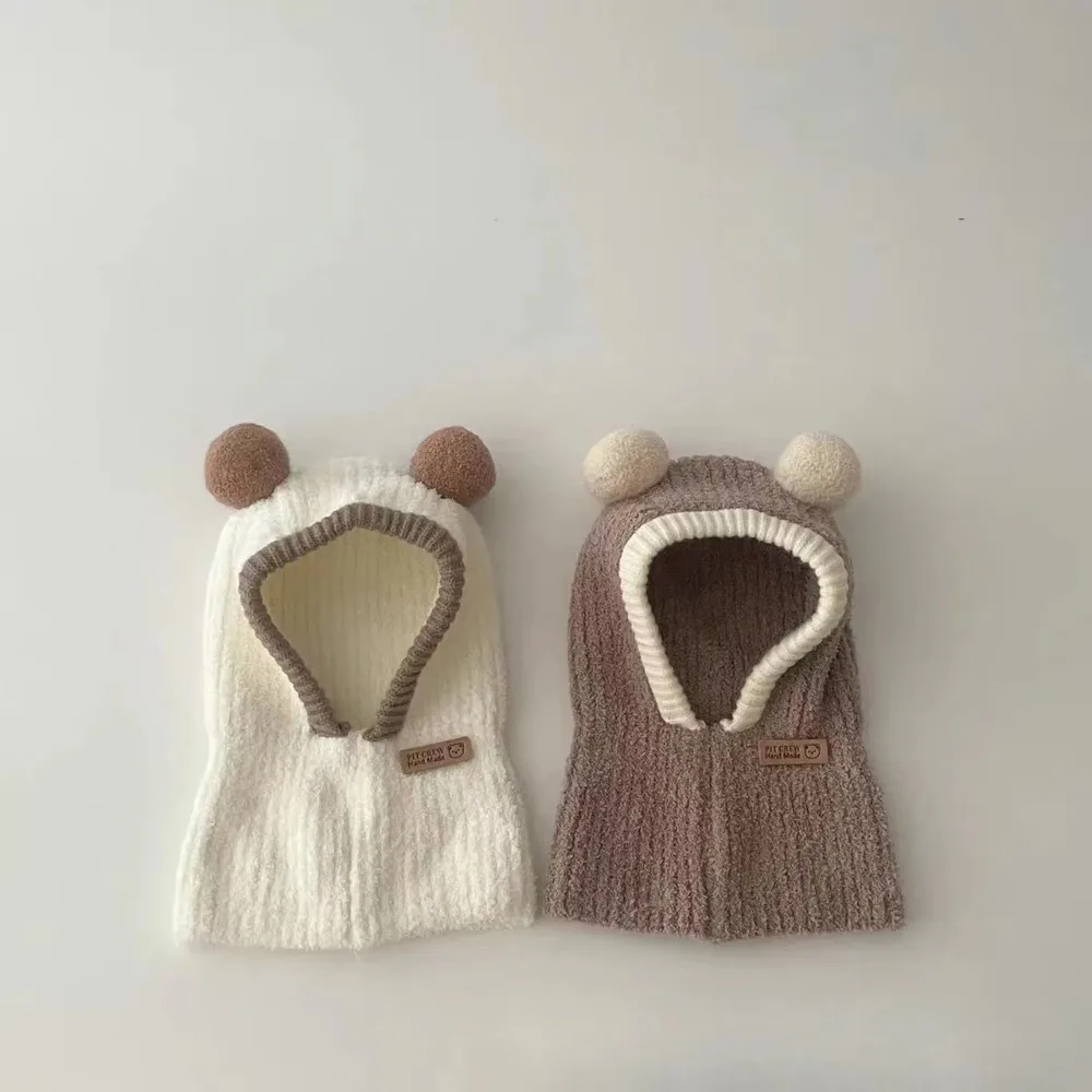 

New Winter Baby Hooded Hat Children Balaclava Hat Neck Ear Protection Warm Scarf Hats 1-5Year Kids