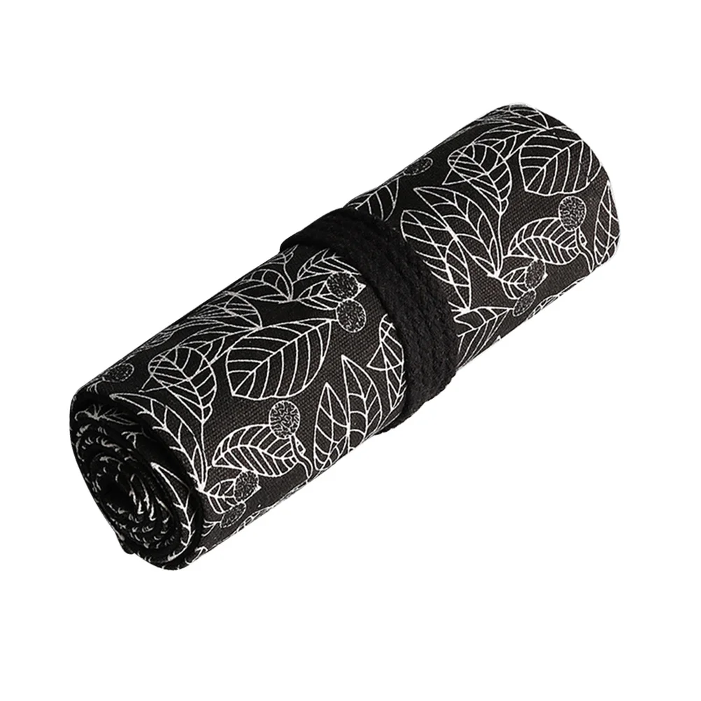 36 Slots Canvas Pencil Roll Wrap Portable Sketching Drawing Pen Holder Large Capacity Organizer Pattern