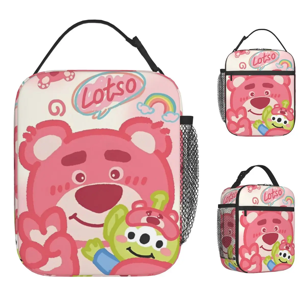 

Изолированные сумки для обеда с клубничным медведем Термосумка Контейнер для еды Lotso, герметичная сумка-тоут, ланч-бокс, сумки для хранения еды, офисные уличные сумки