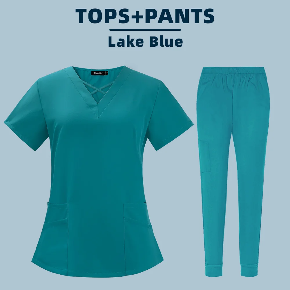 Dentistry Surgical Uniform Pet Grooming Non-sticky Hair Workwear Medical Nurse Uniforms Women Scrubs Sets Thin and Light Clothes