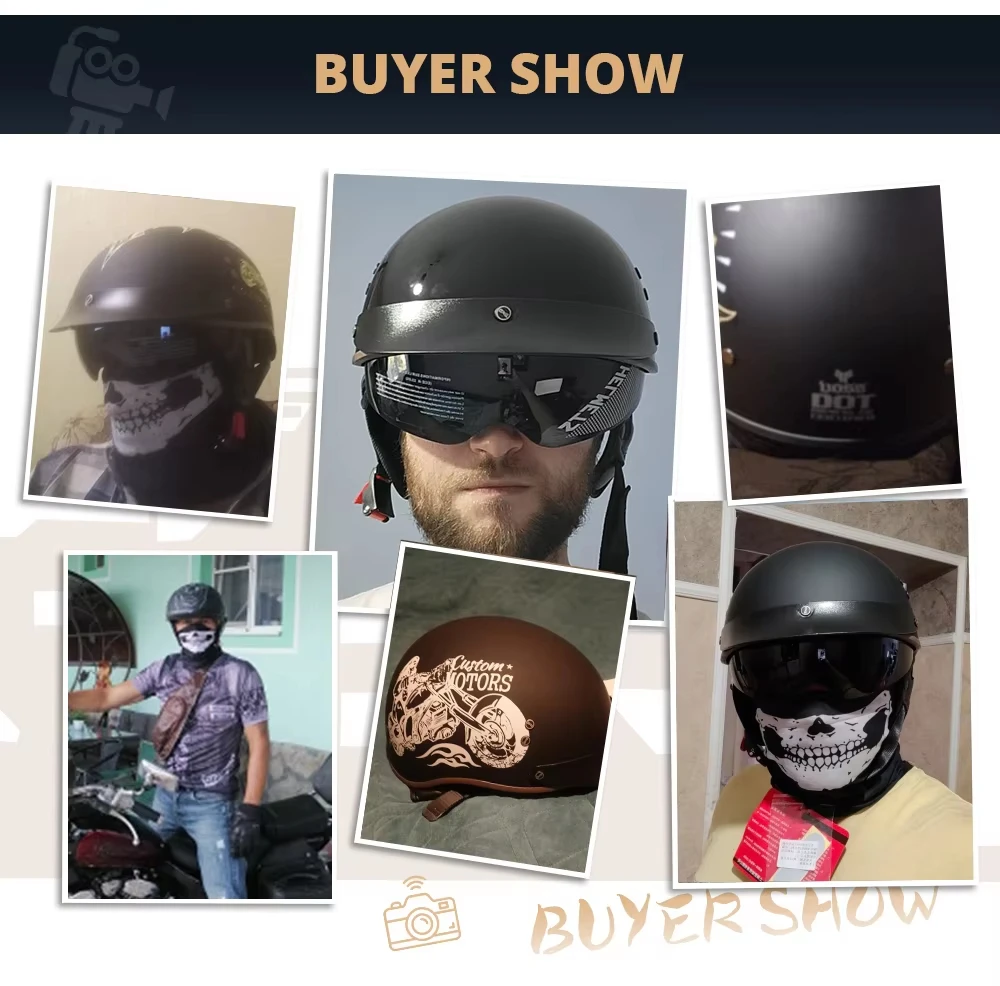 Helm Sepeda Motor Casco Moto Setengah Helm Klasik Jerman Moto Helm Retro DOT Sertifikasi Sepeda Motor Peralatan Anti Jatuh