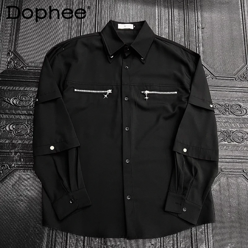 

Men's 2025 Spring Summer New Handsome Loose Comfort Shirts Trendy High-end Niche Zipper Design Chic Tops Men's Long-sleeve Shirt