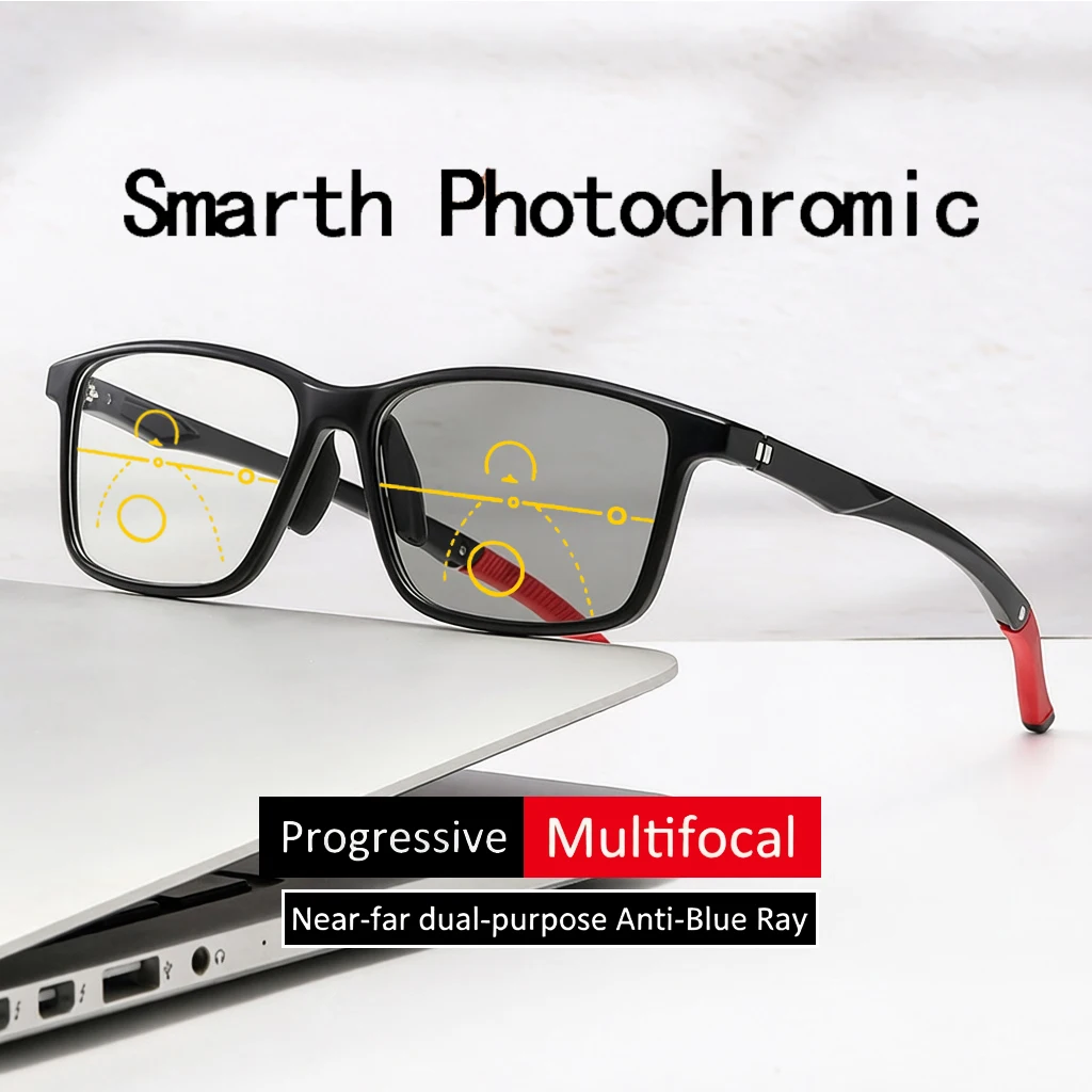 Photochromic Photochromic Progressive Multifocal Sports Reading Glasses With Anti-blue Light For Both Near And Far Vision 6065 - Aliexpress Deal