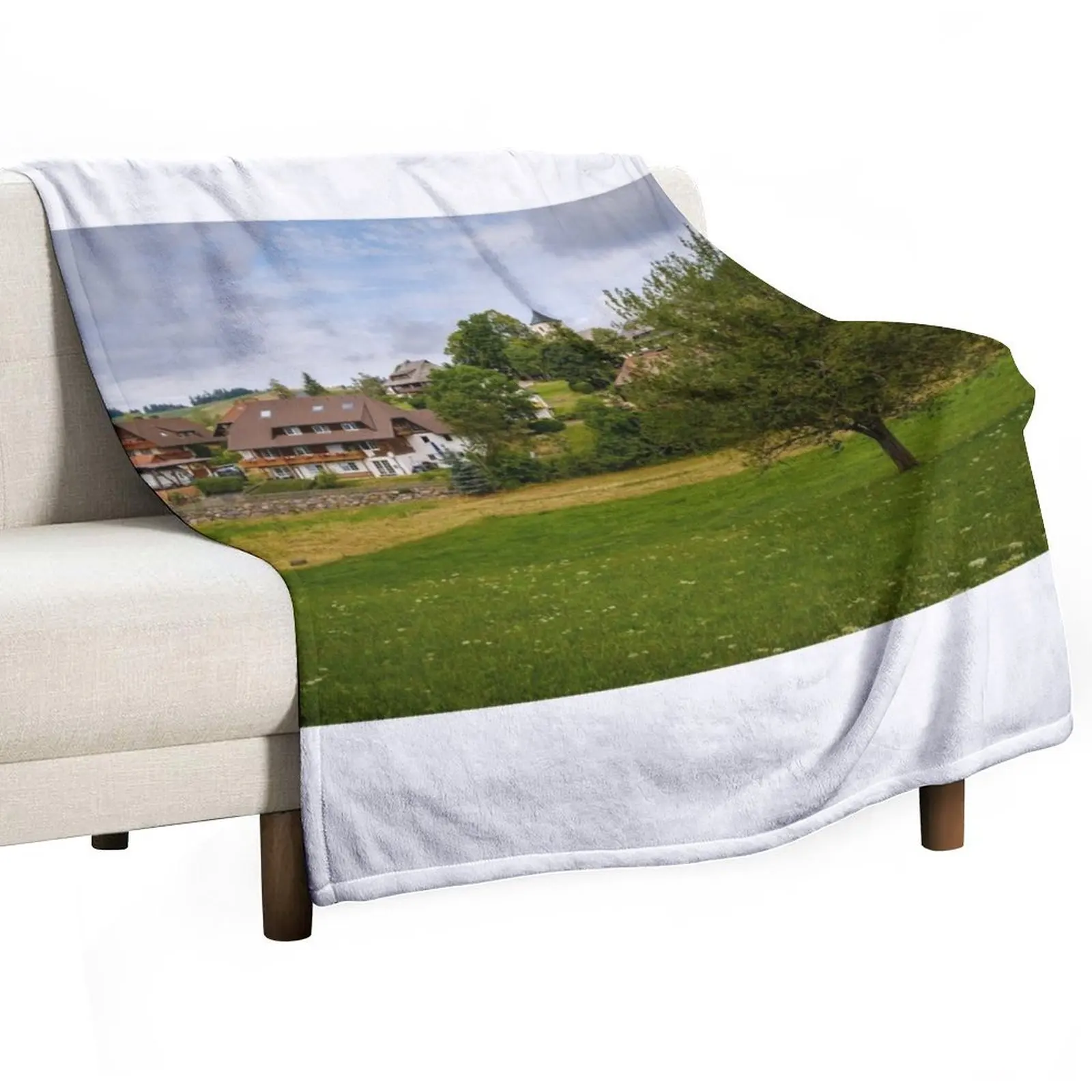 

picturesque village in Black Forest Throw Blanket Long Lasting Soft Plush Blanket for Daily Use