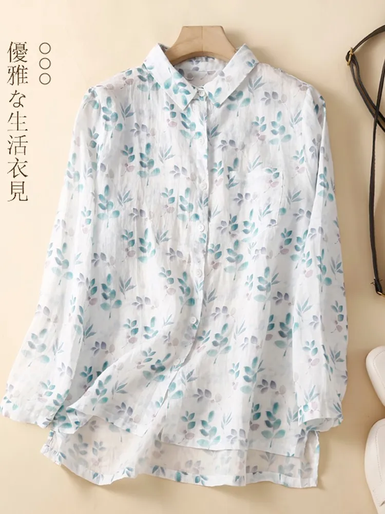 Women Long Sleeve Casual Shirts New Arrival 2022 Vintage Style Floral Print All-match Loose Comfortable Female Tops Shirt B2073