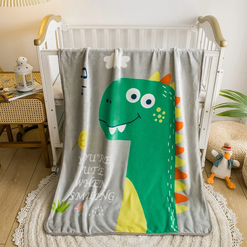 

Boys Cartoon Dinosaur Blanket Flannel Green Autumn Animal Breathable Super Warm Throw Blankets for Bedding Travel Bedding Throws