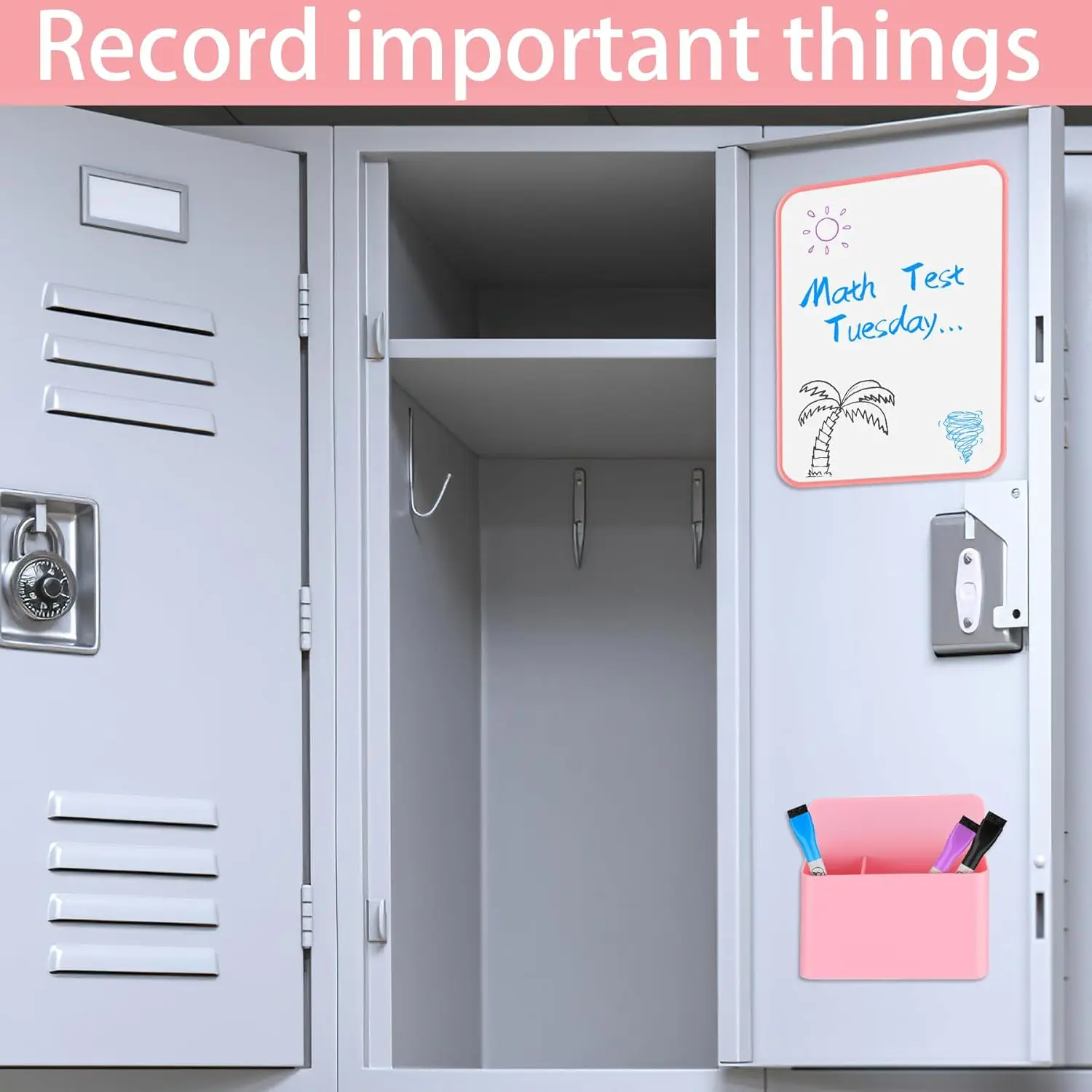 مجموعة ملحقات الخزانة، أساسيات العودة إلى المدرسة، 10 قطع من مستلزمات تنظيم الخزانة للعمل المدرسي، تتضمن سبورة بيضاء، مير