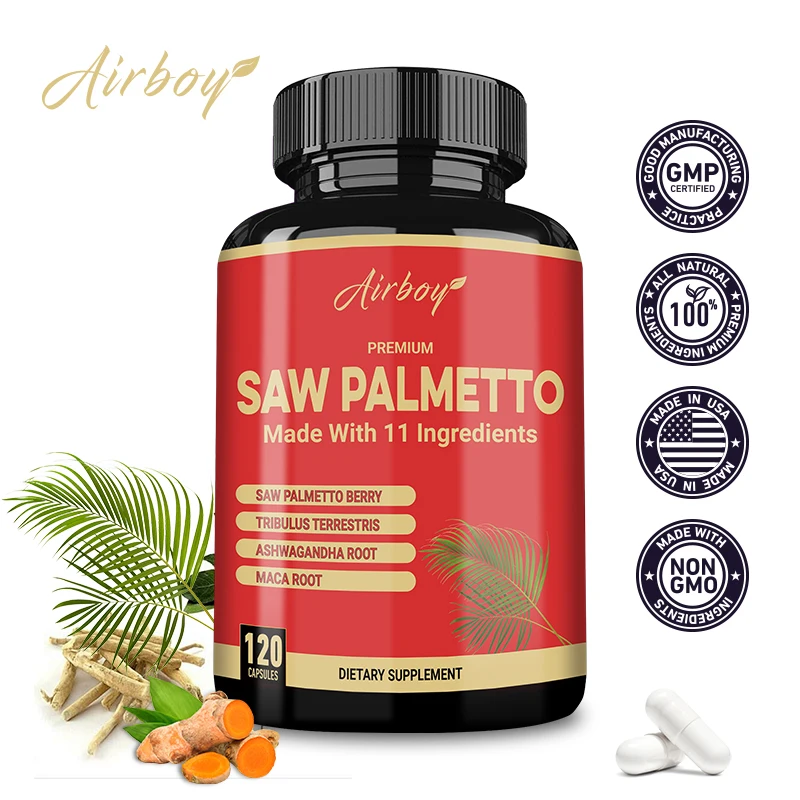 

Saw Palmetto Extract Capsules - Contains 11 Natural Ingredients, Urinary Tract Health, Hair Support, Prostate Health Supplement