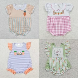 Wholesale hot sale western boutique onesies newborn toddler Baby Infant Girls Easter Carrot Short Sleeve Rompers