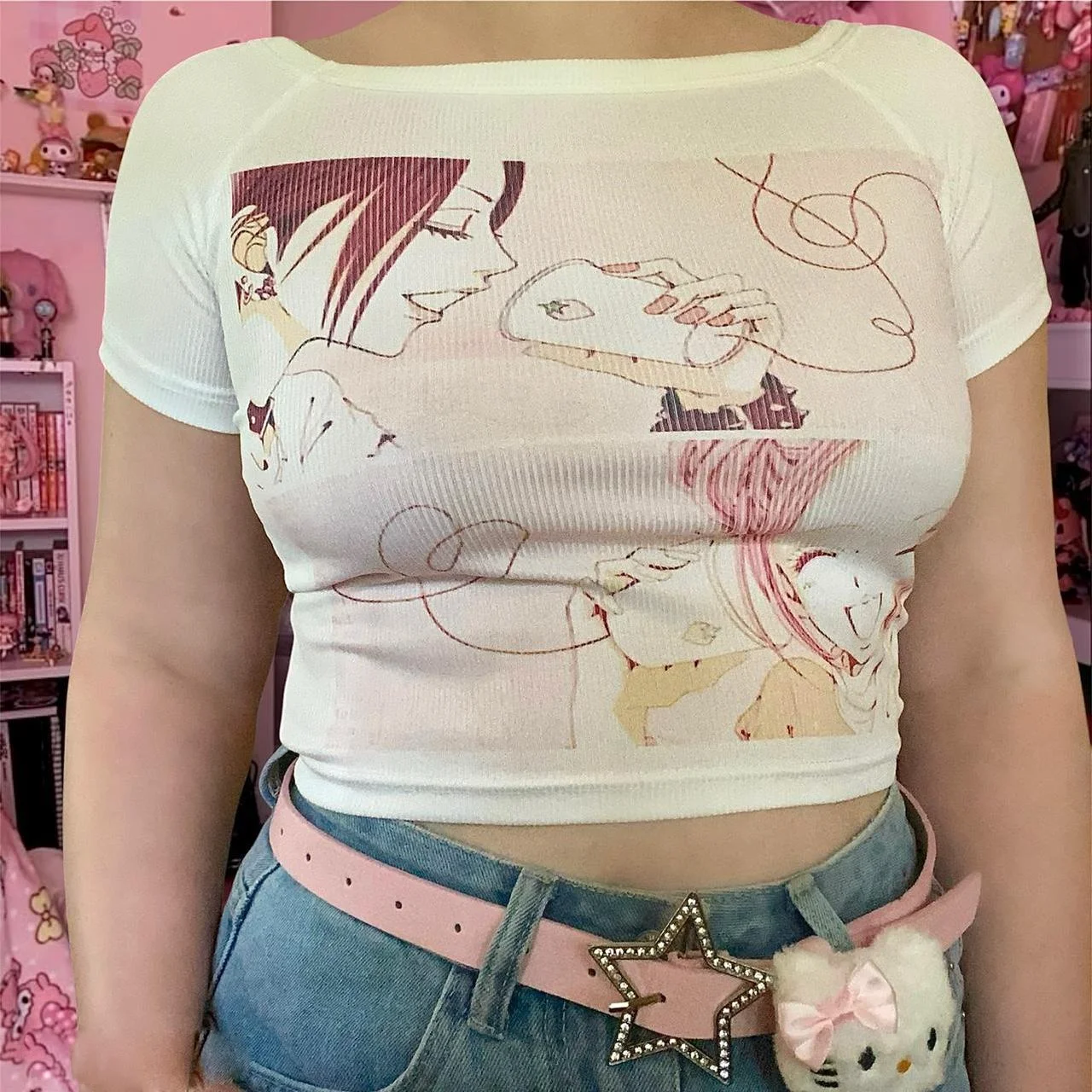 

2000s Y2k top with one shoulder Emo sexy women's tight corset women's 90s retro clothing Harajuku exposed navel sexy