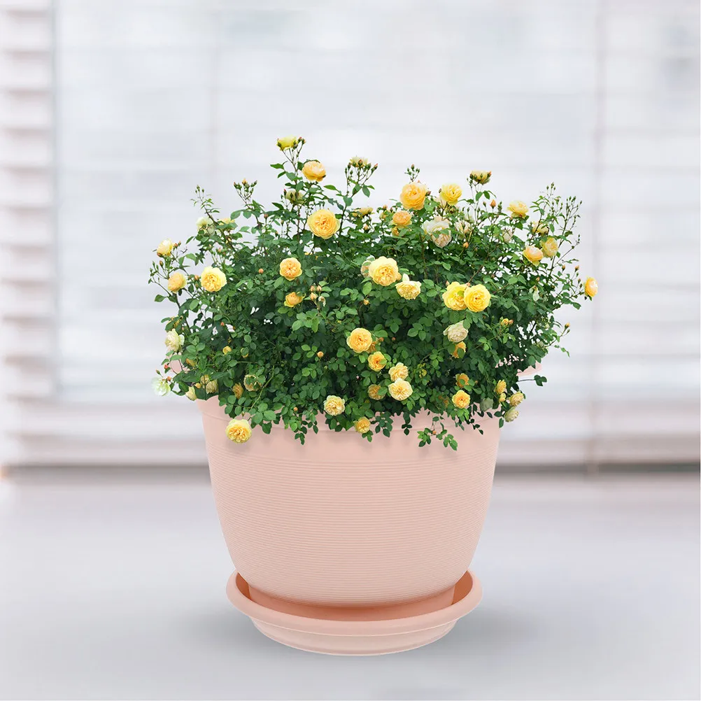 5Sets Control Root Flowerpots Smooth Surface Rounded Indoor Planter with Drainage Holes Breathable Gardening Pots for Home Yard