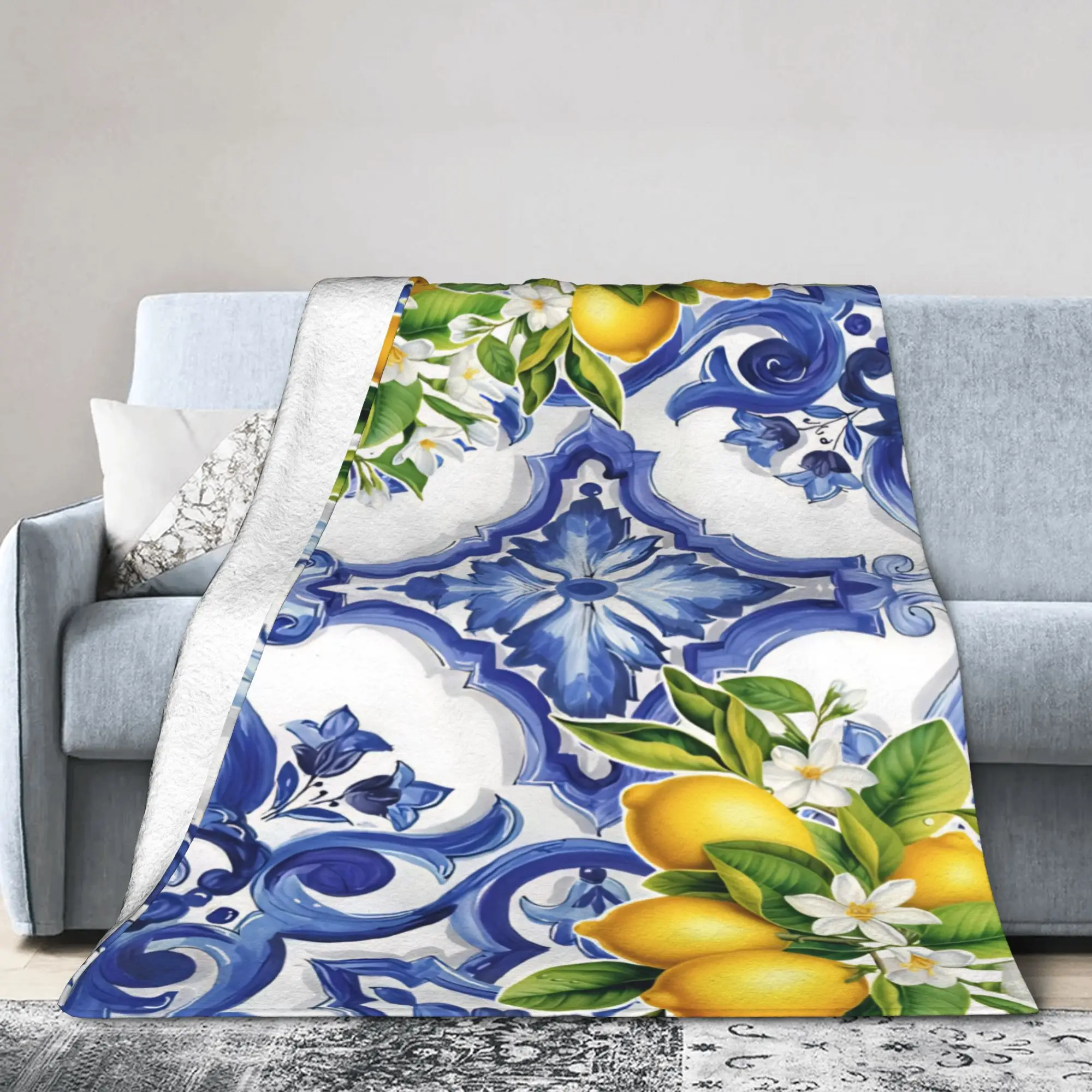 Stylish Lemon Sicily Rectangle Blankets Ultra-Soft Coral Fleece Plush  Relax Throw Blanket Machine Washable