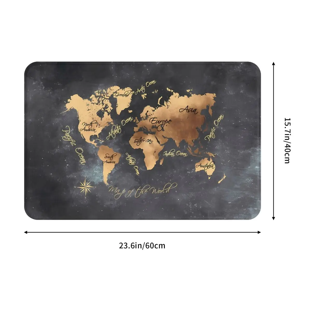 World Map 147 Gold Black Worldmap Map Bath Mat Rug Home Doormat Living Room Carpet Decoration