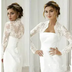 Wedding Bolero Long Sleeve Bridal Jackets Lace Top White Ivory Wraps Bride Jacket