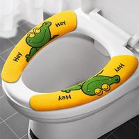2pcs/set Soft Cartoon Washable Cushion WC Toilet Sticky Seat Pad Bathroom Warmer Seat Lid Cover Universal Toilet Seat Cover