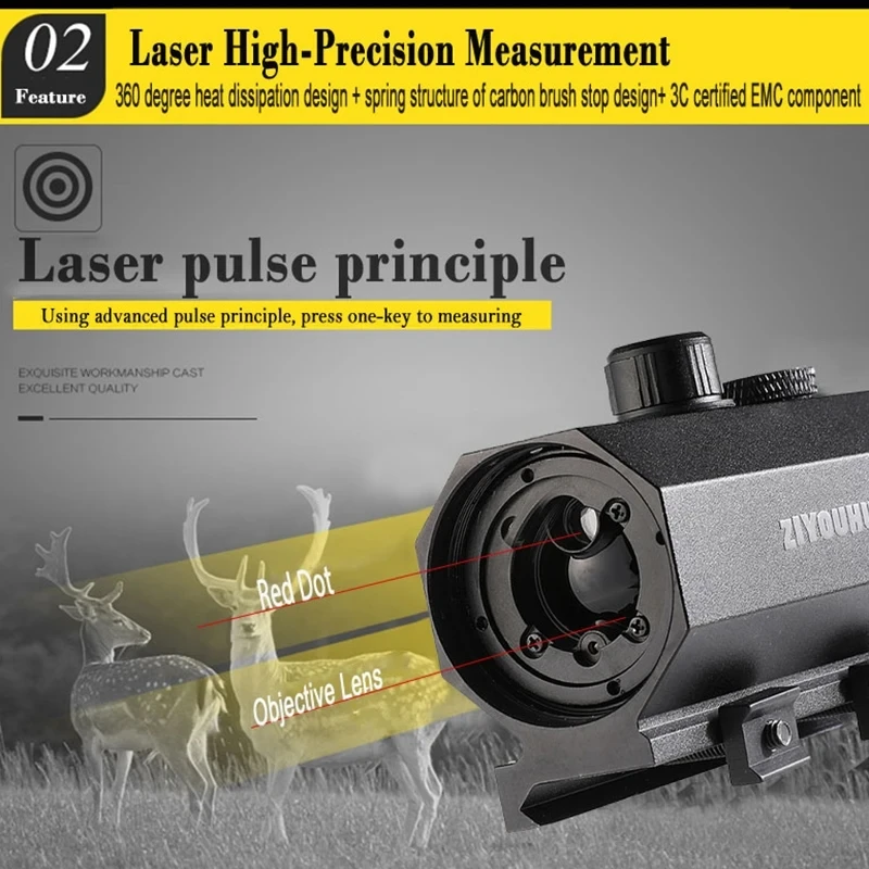 ZIYOUHU MINI8 Laser Real-time Rangefinder Red Dot Assisted Rangefinder/velocimeter Motion Type Rangefinder 1200m Rangefinder