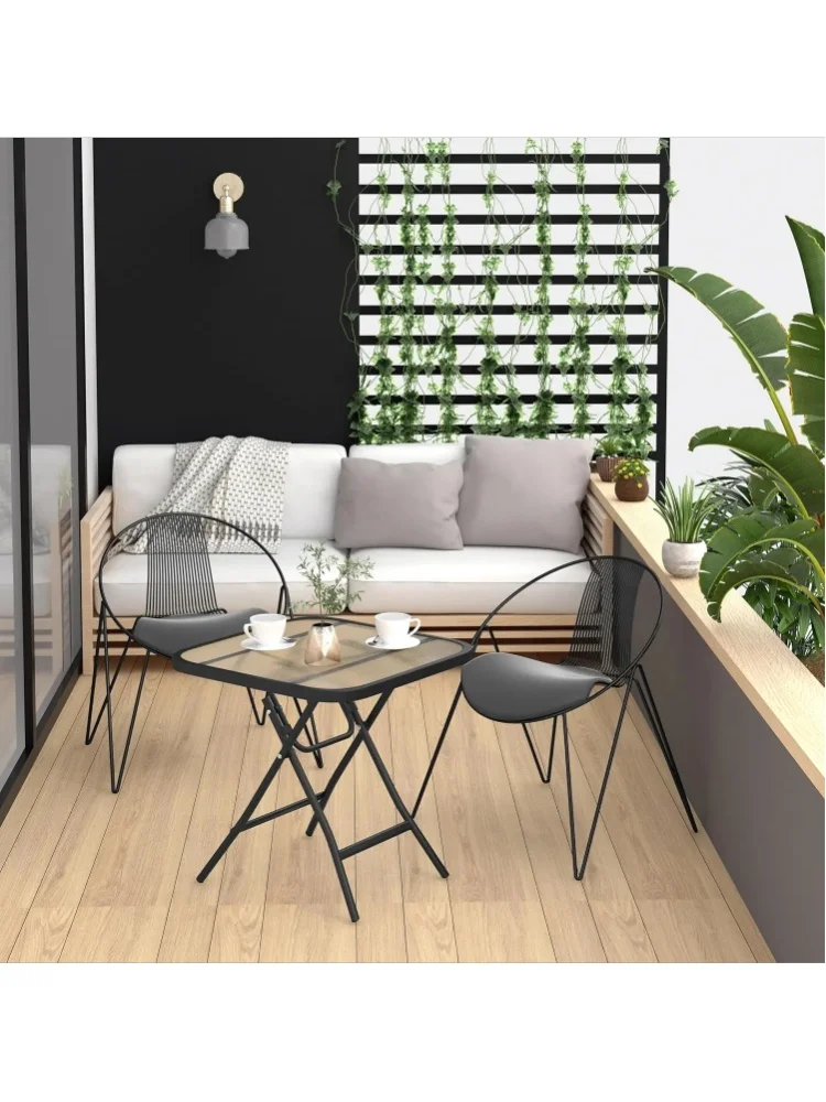 Klappbarer Balkon-Campingtisch mit Metallrahmen Rechteckige Tischplatte aus Gehärtetem Glas Bistro Kaffee- und Teetisch für Garten und Outdoor