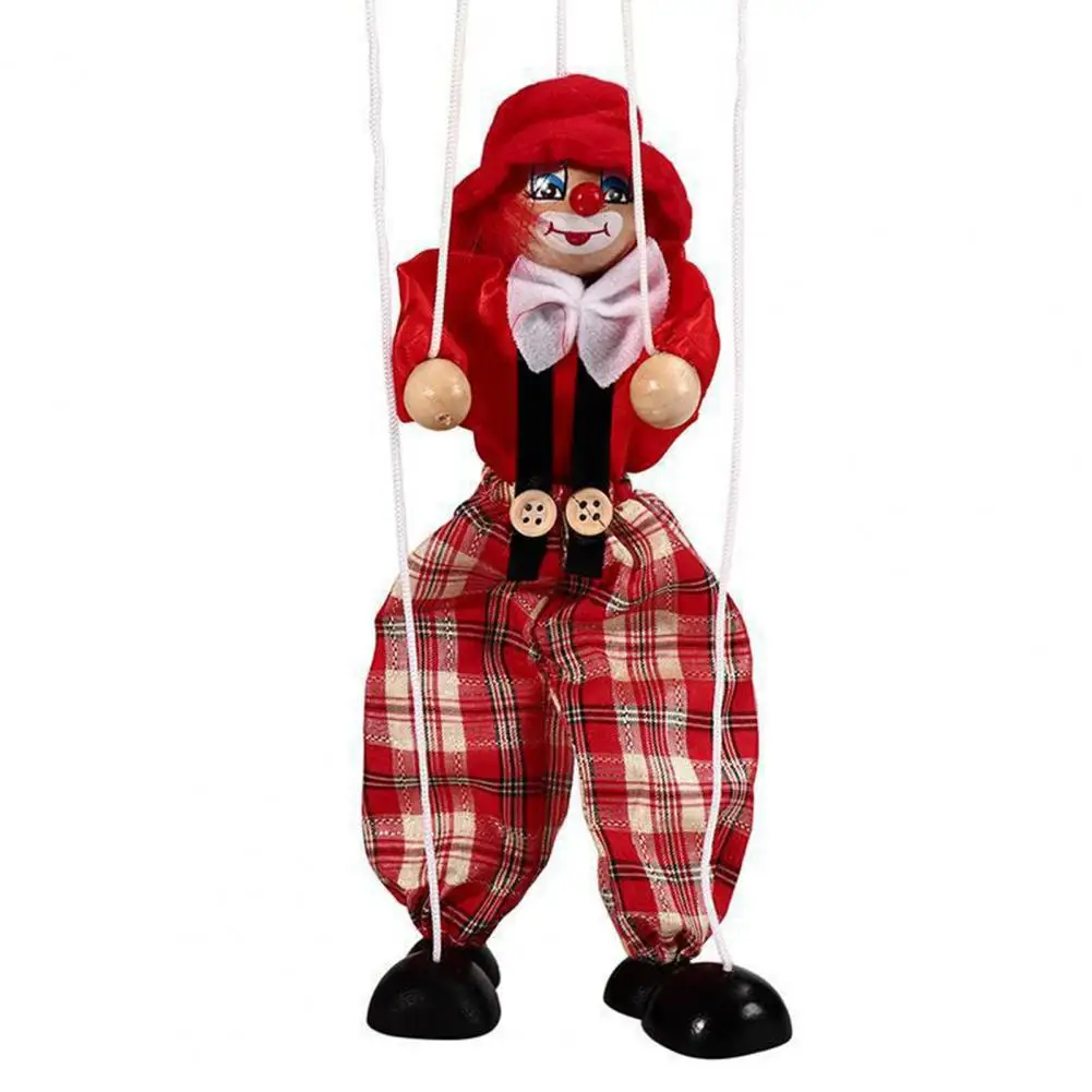 Toddlers Puppet Toy Pirate Marionette Clown Puppet Toy for Kids Wooden Pull Rope Doll for Boys Girls Birthday Christmas Gift